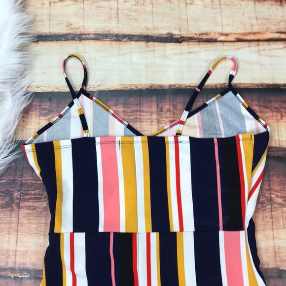 << Striped Asymmetrical Hem Romper >> - Picture 7 of 8